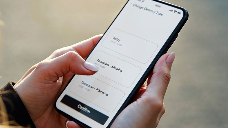 phone screen with delivery rerouting options visible
